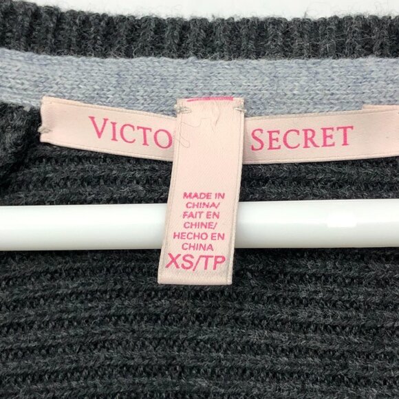 Victoria's Secret Gray Ribbed Hi Low Oversized Sweater Tunic with Pockets XS - Picture 3 of 4